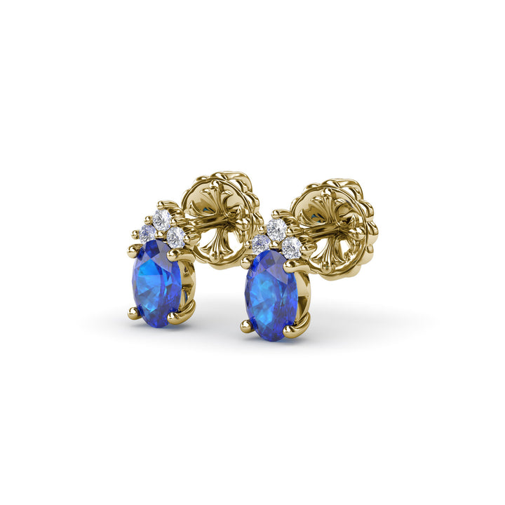 Oval Sapphire and Diamond Stud Earrings