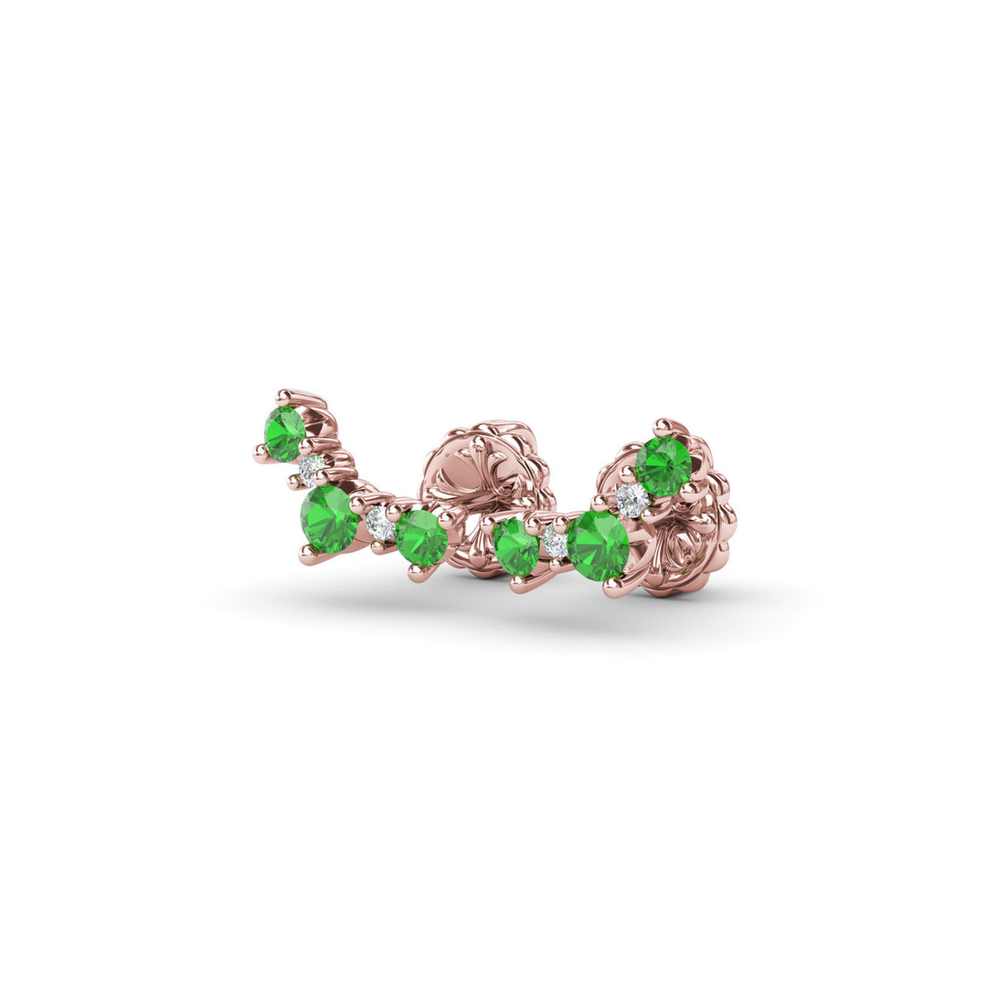Five Stone Emerald and Diamond Climber Earrings