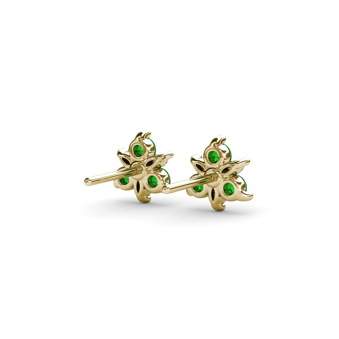 Trio Stud Emerald and Diamond Earrings