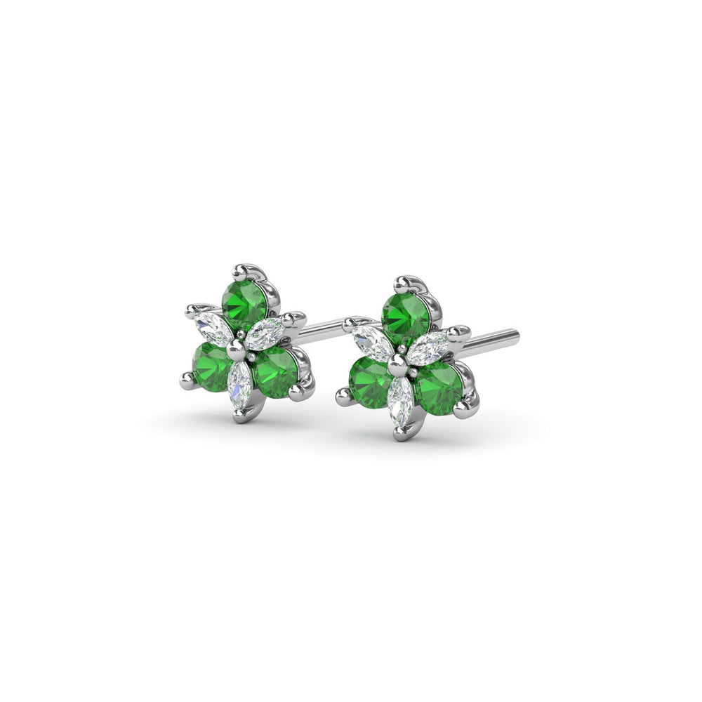 Trio Stud Emerald and Diamond Earrings