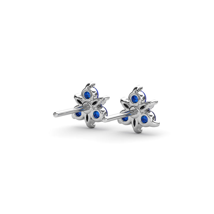 Trio Stud Sapphire and Diamond Earrings