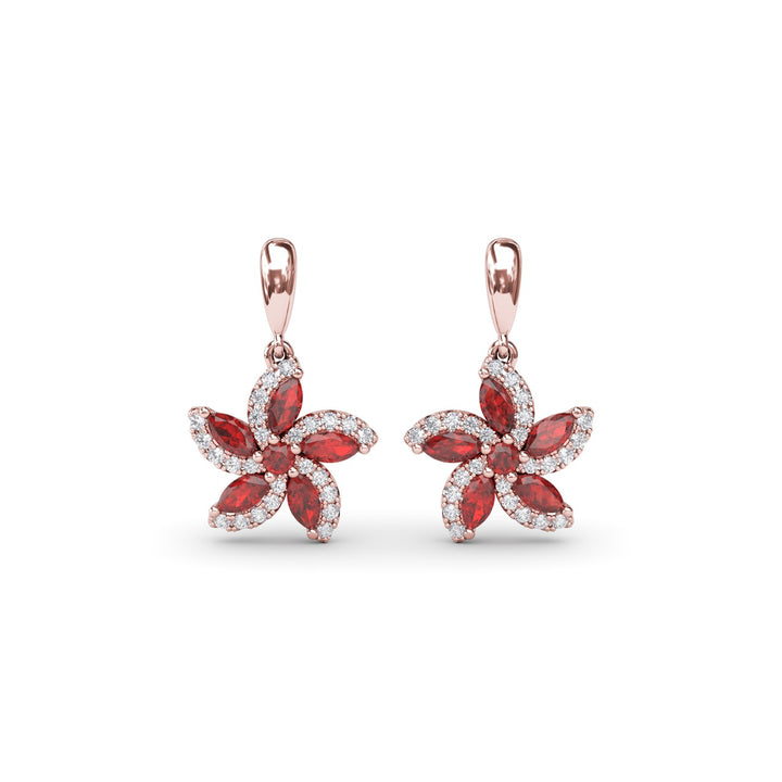 Ruby and Diamond Catalina Drop Earrings