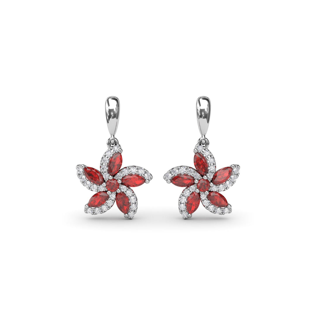 Ruby and Diamond Catalina Drop Earrings