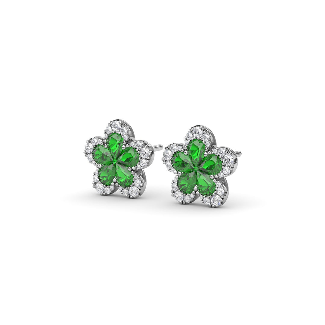 Magnolia Emerald and Diamond Earrings