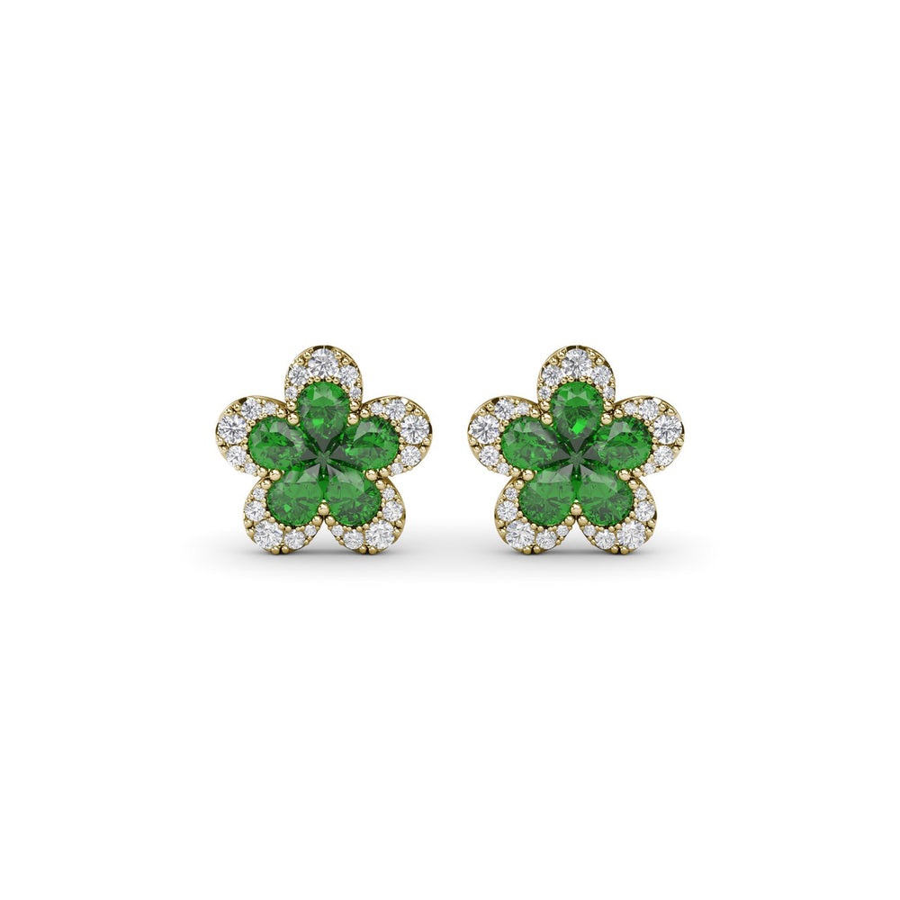 Magnolia Emerald and Diamond Earrings