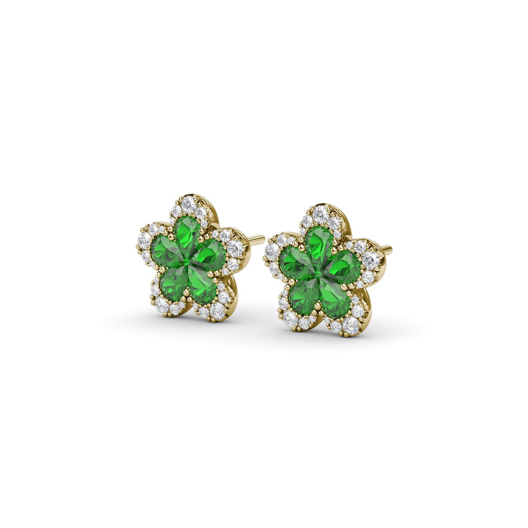 Magnolia Emerald and Diamond Earrings