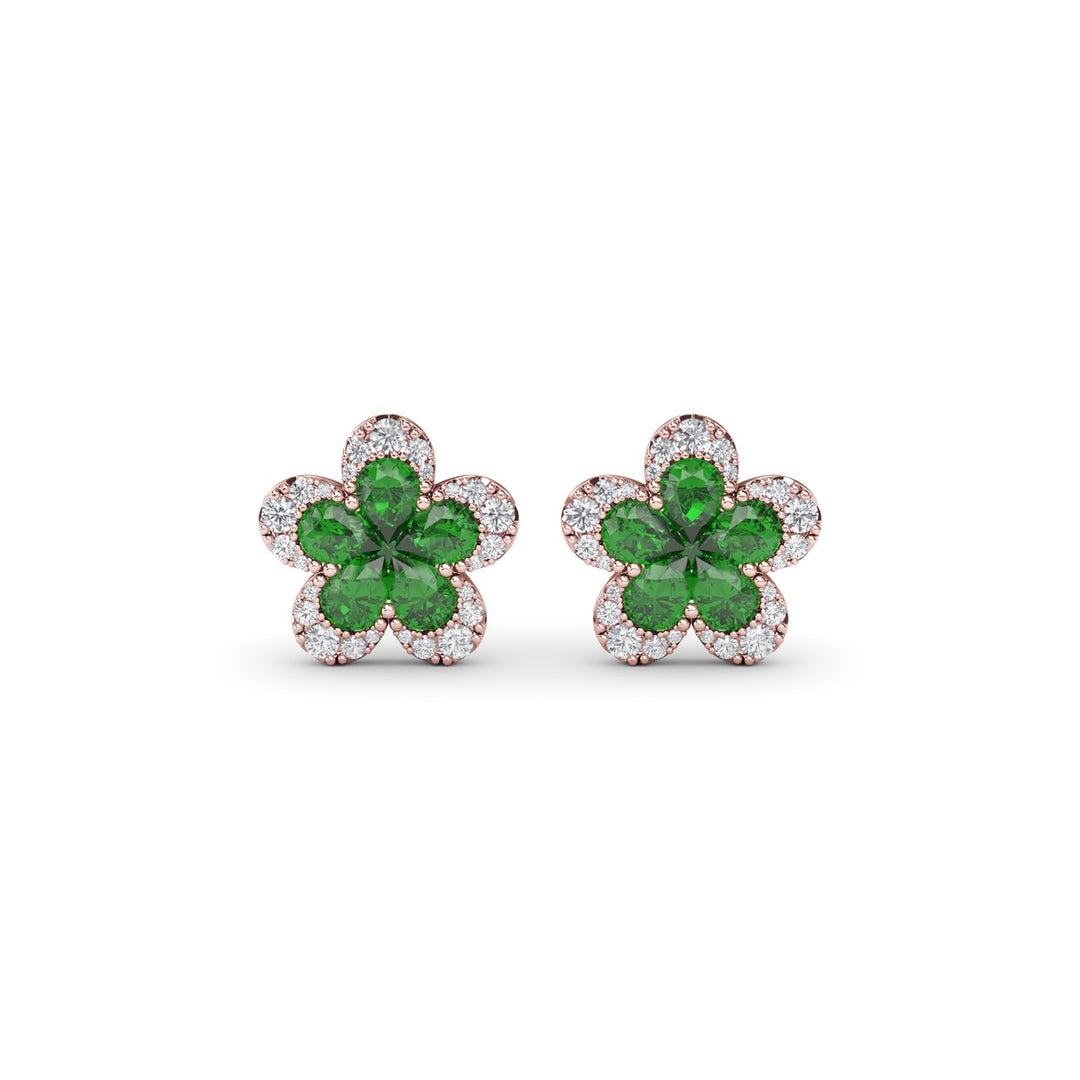 Magnolia Emerald and Diamond Earrings