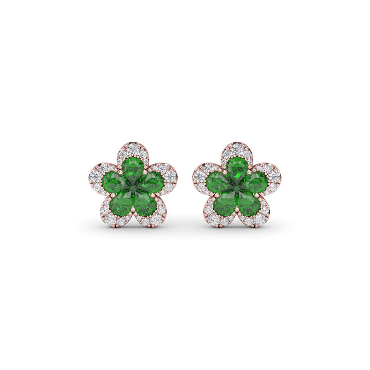 Magnolia Emerald and Diamond Earrings