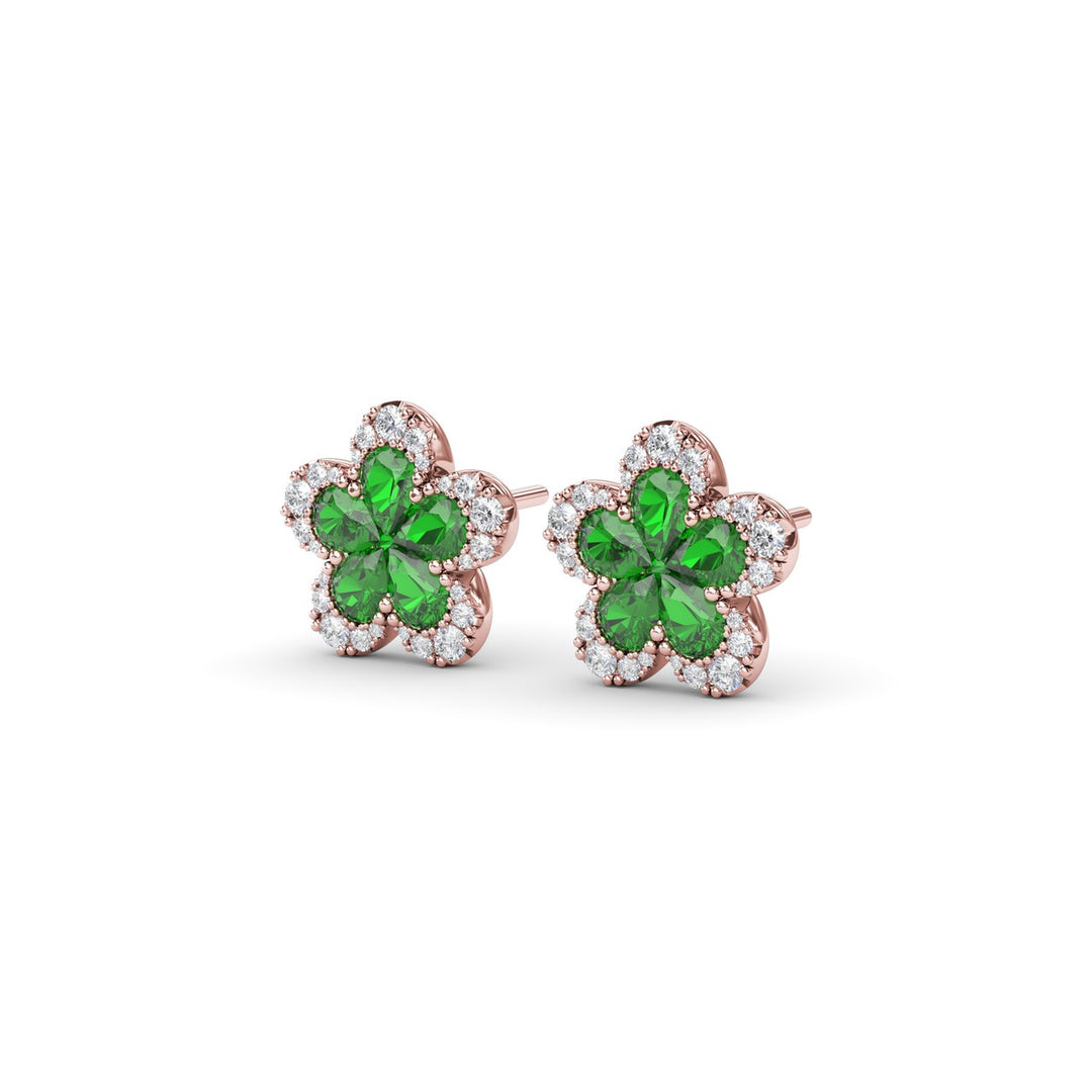 Magnolia Emerald and Diamond Earrings