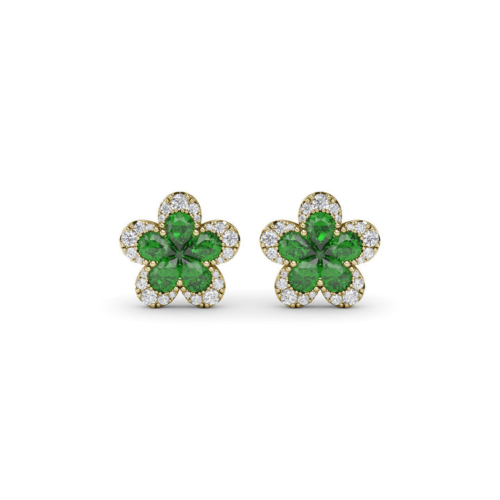 Magnolia Emerald and Diamond Earrings