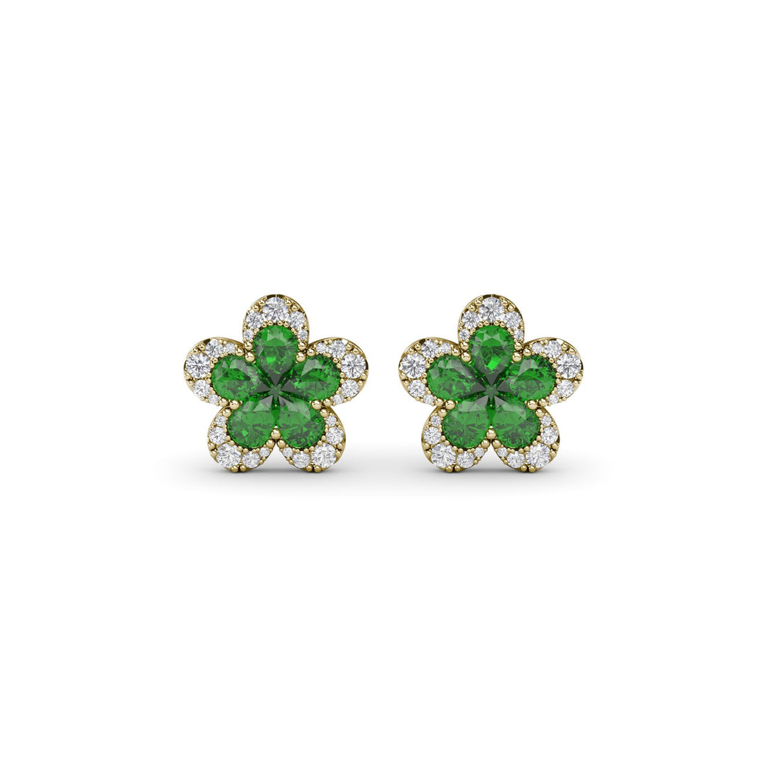 Magnolia Emerald and Diamond Earrings