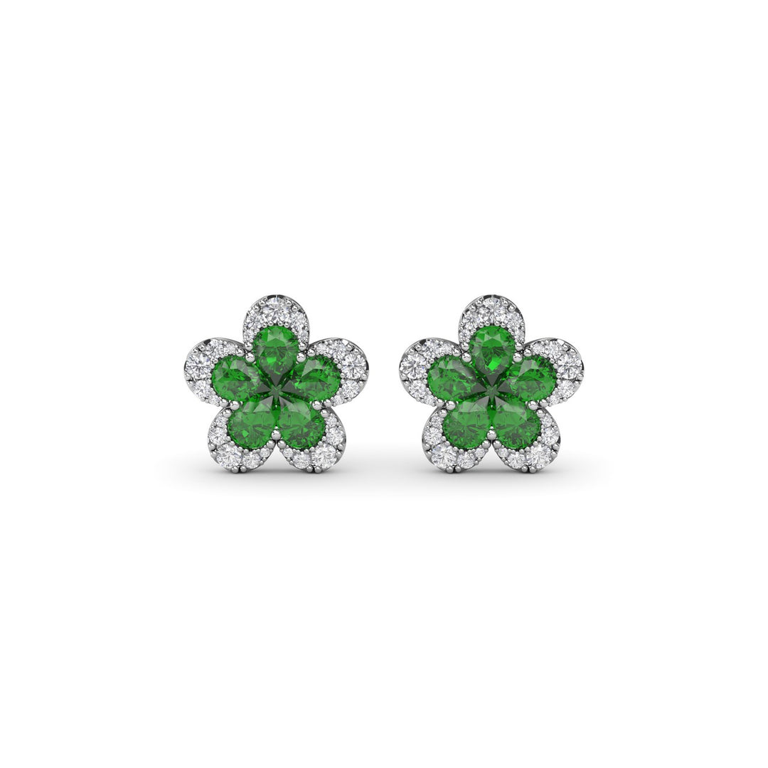 Magnolia Emerald and Diamond Earrings
