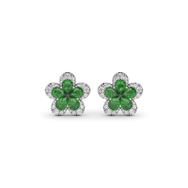Magnolia Emerald and Diamond Earrings