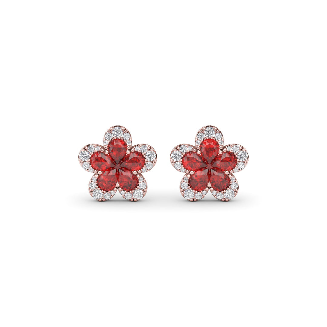 Magnolia Ruby and Diamond Earrings
