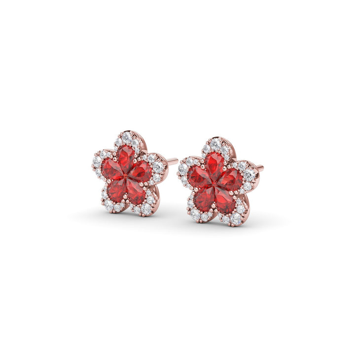 Magnolia Ruby and Diamond Earrings