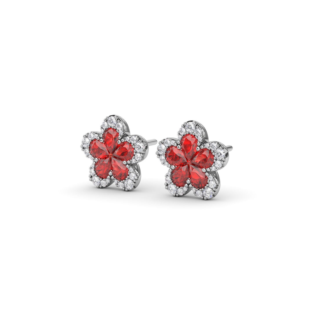 Magnolia Ruby and Diamond Earrings