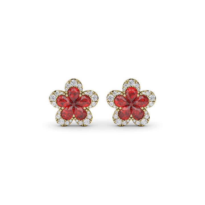 Magnolia Ruby and Diamond Earrings