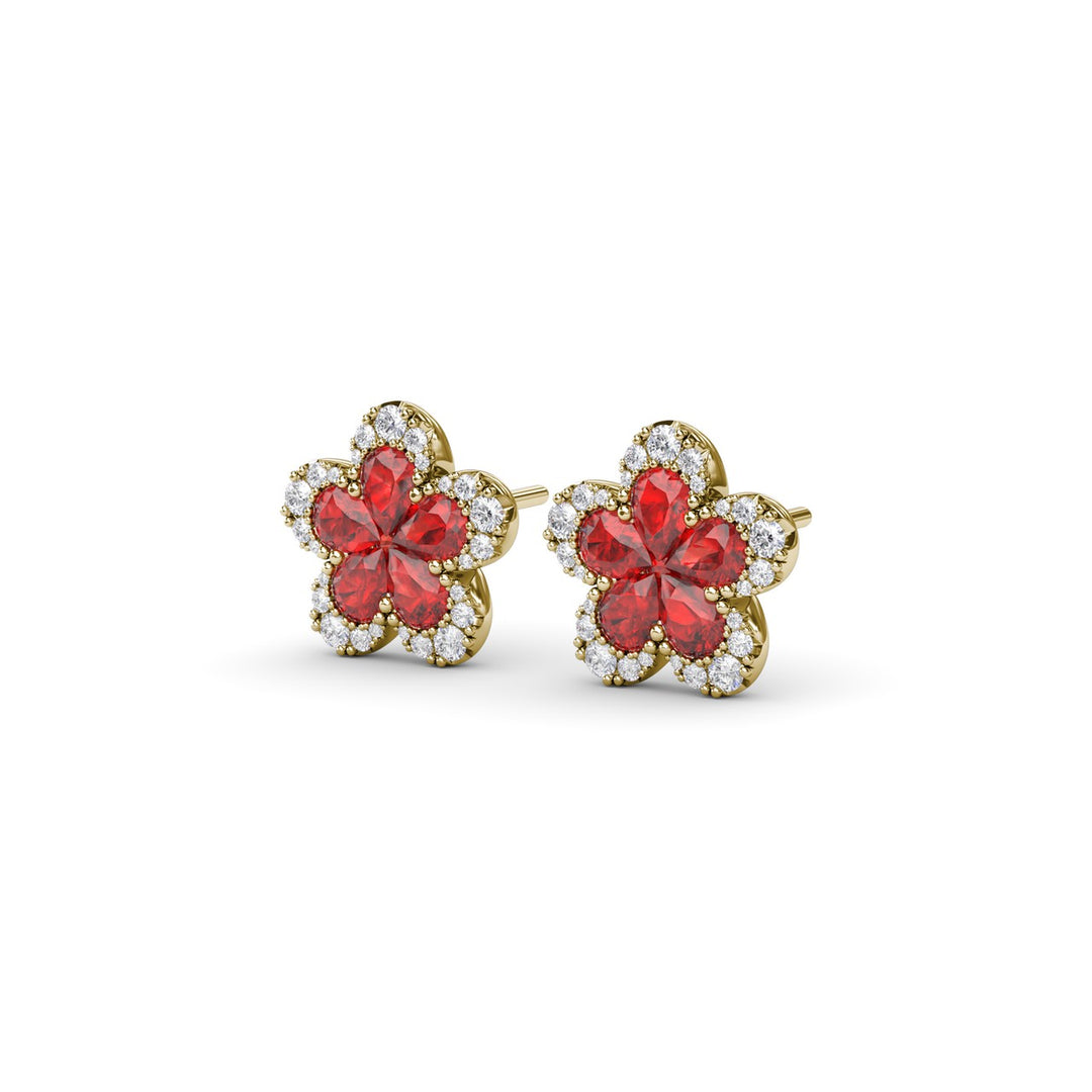Magnolia Ruby and Diamond Earrings