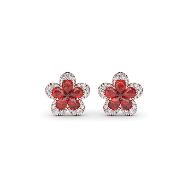 Magnolia Ruby and Diamond Earrings