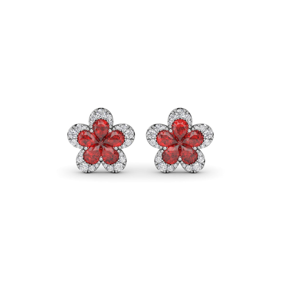 Magnolia Ruby and Diamond Earrings