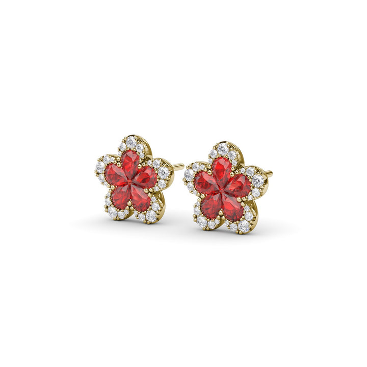 Magnolia Ruby and Diamond Earrings