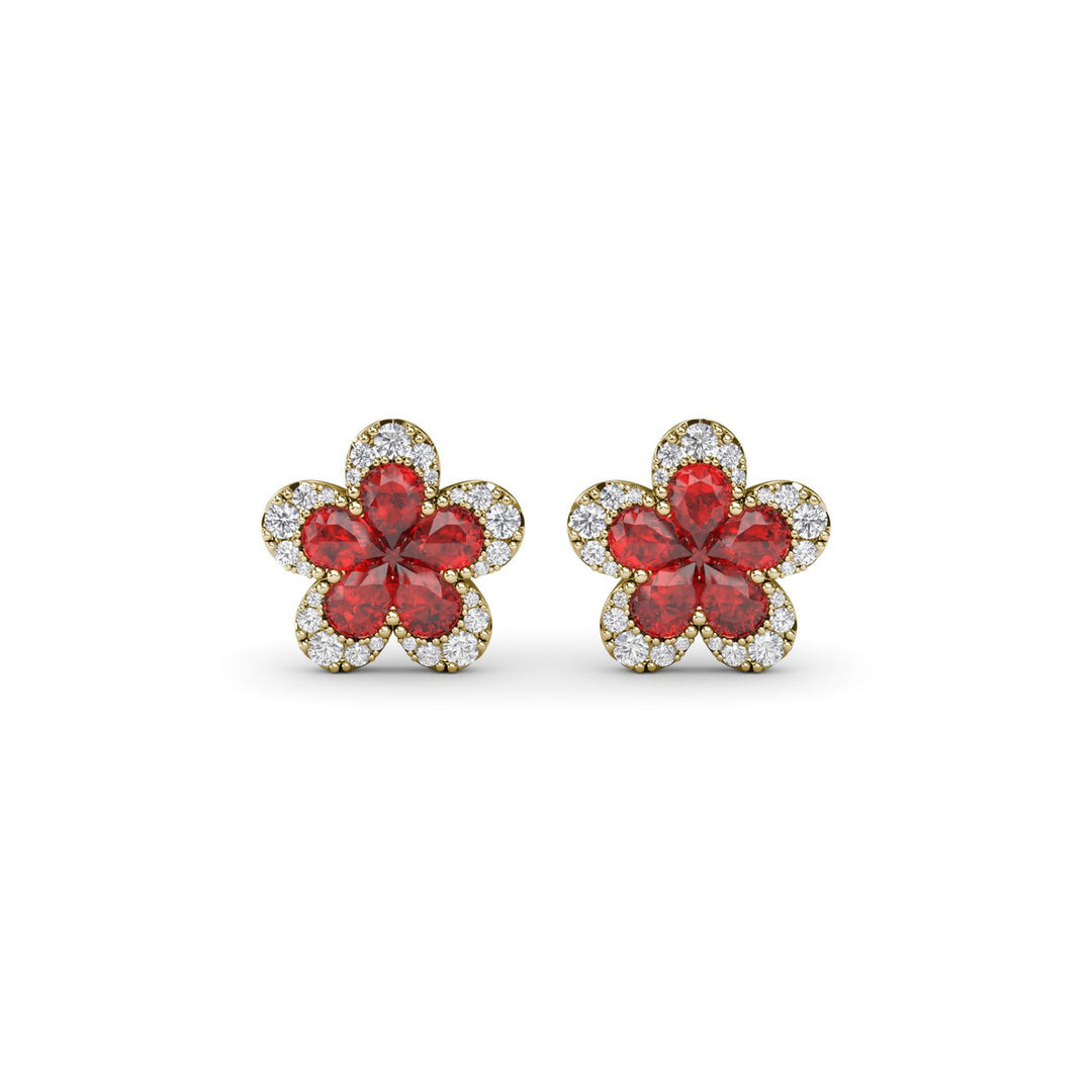 Magnolia Ruby and Diamond Earrings