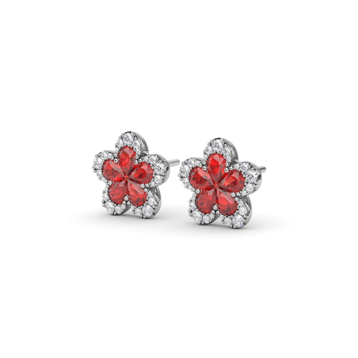 Magnolia Ruby and Diamond Earrings