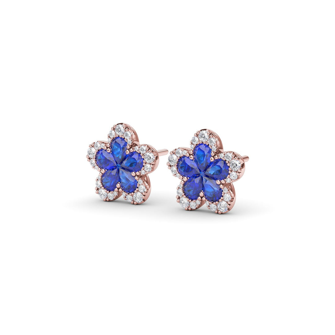 Magnolia Sapphire and Diamond Earrings