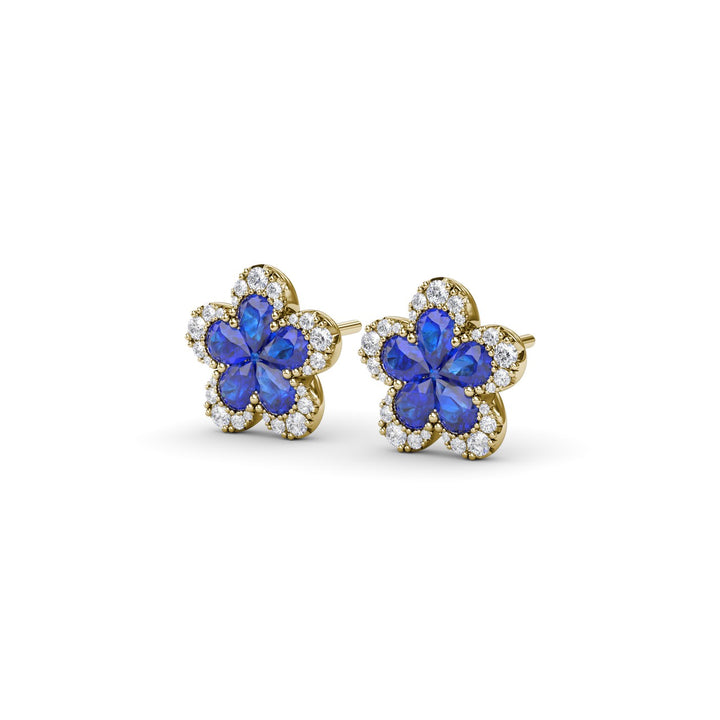 Magnolia Sapphire and Diamond Earrings
