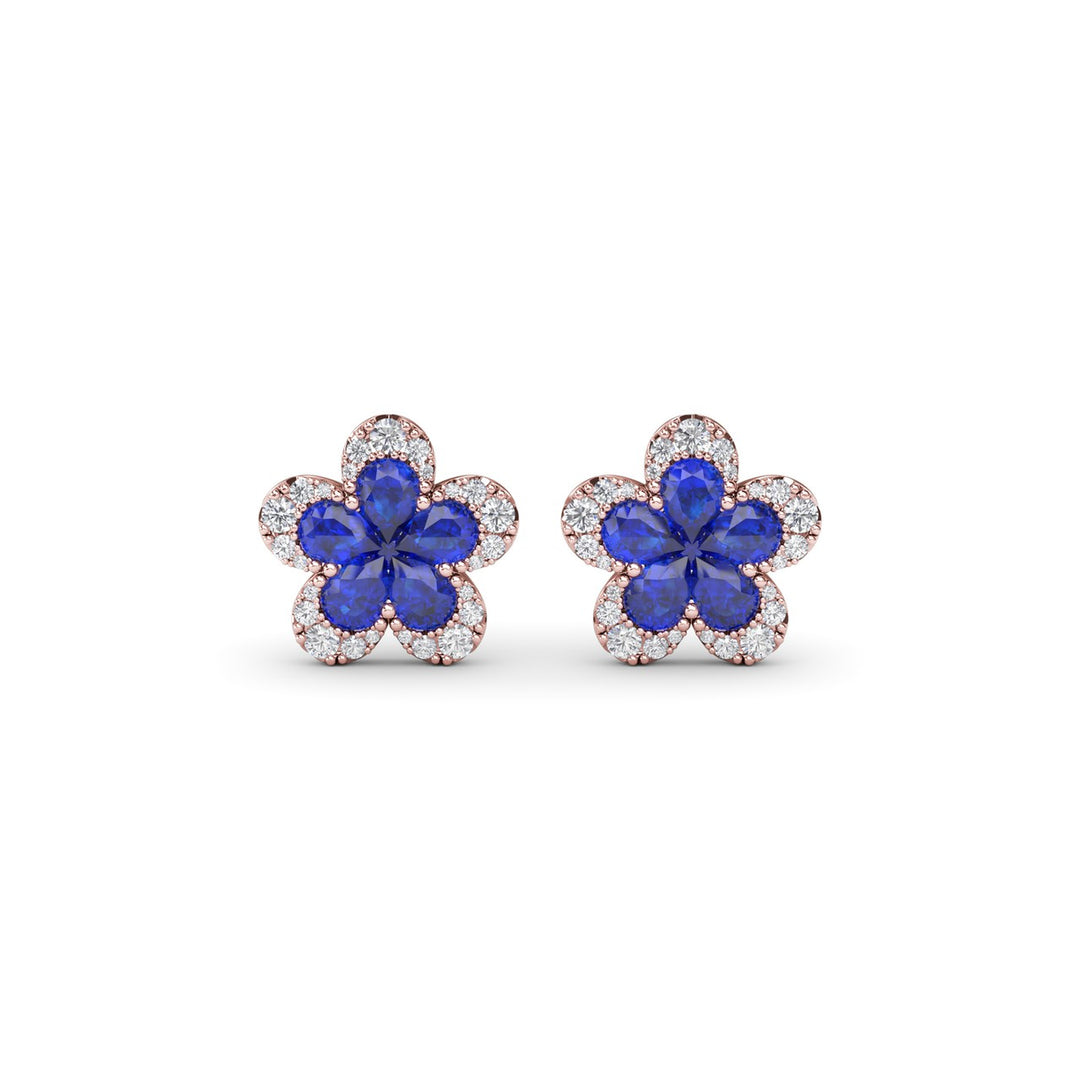 Magnolia Sapphire and Diamond Earrings