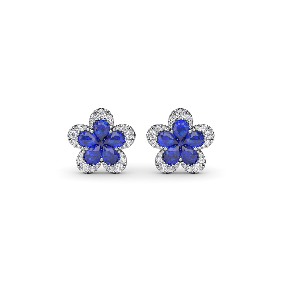 Magnolia Sapphire and Diamond Earrings