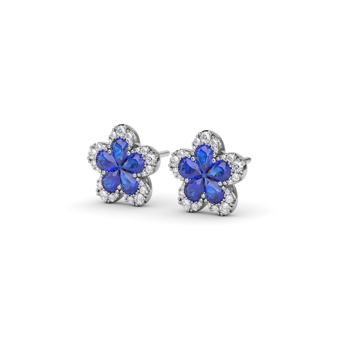 Magnolia Sapphire and Diamond Earrings