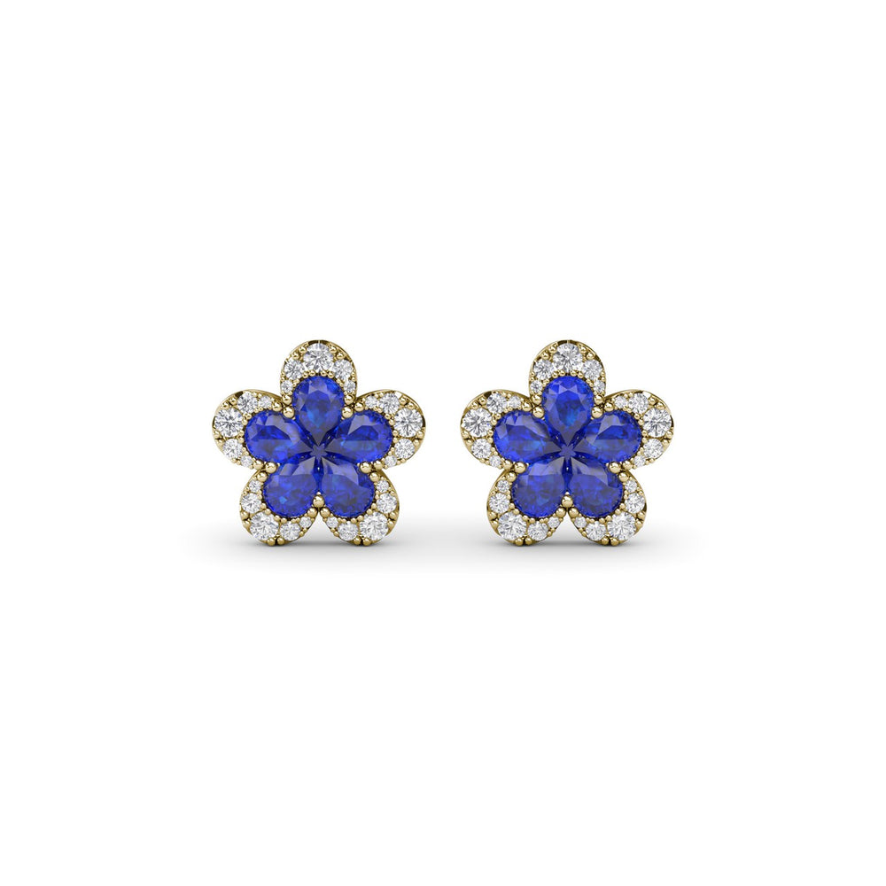Magnolia Sapphire and Diamond Earrings