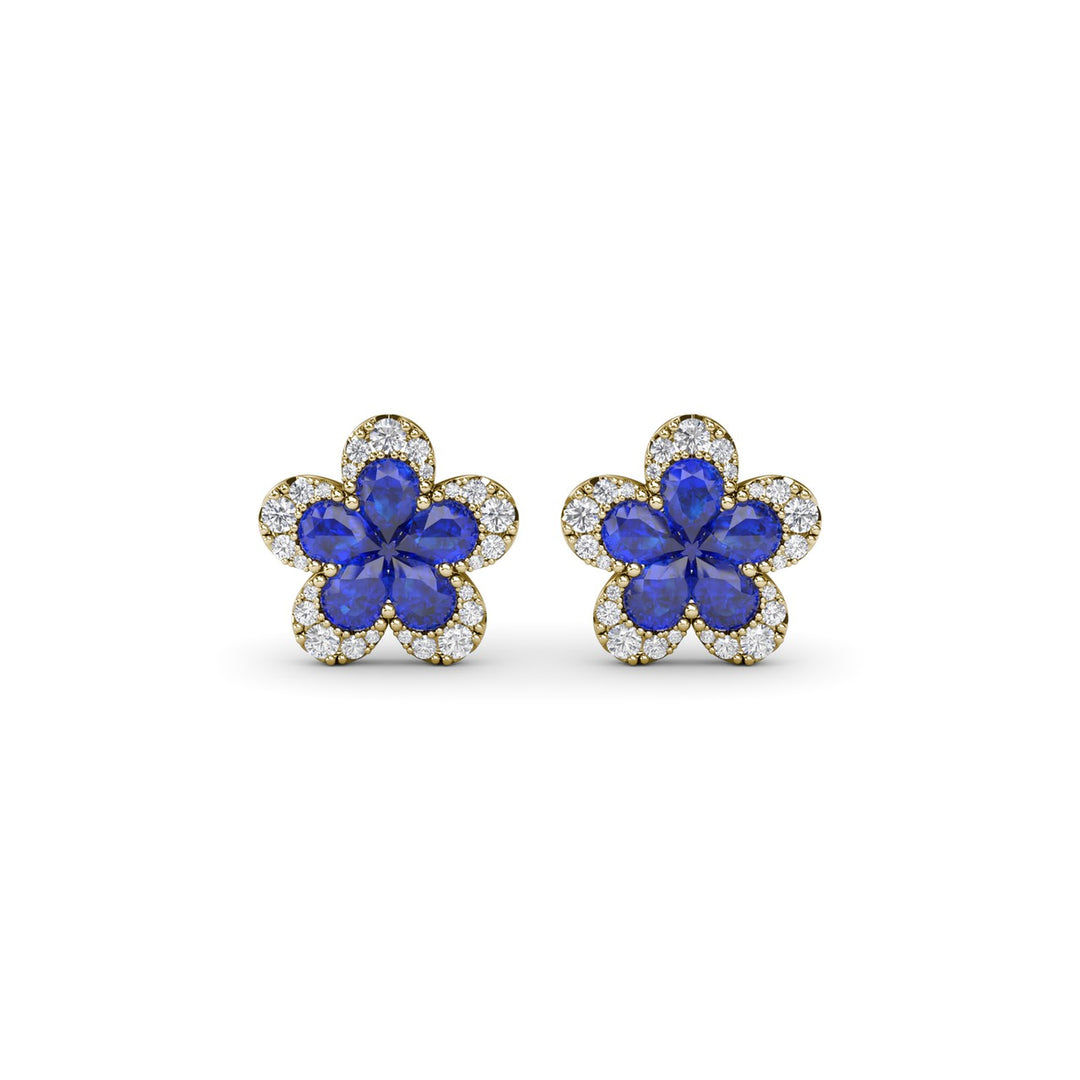 Magnolia Sapphire and Diamond Earrings