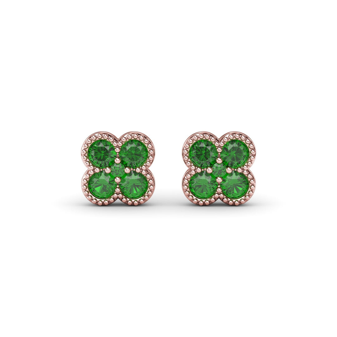 Magnolia Milgrain Emerald Earrings