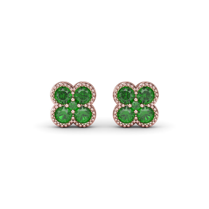 Magnolia Milgrain Emerald Earrings