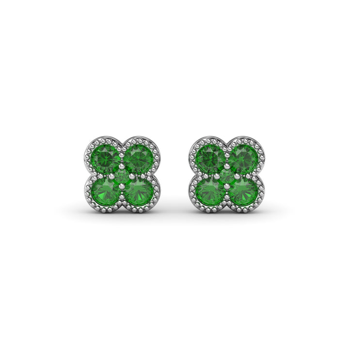 Magnolia Milgrain Emerald Earrings