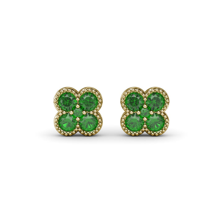 Magnolia Milgrain Emerald Earrings