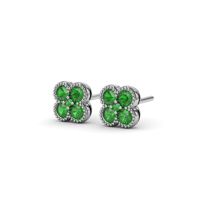 Magnolia Milgrain Emerald Earrings