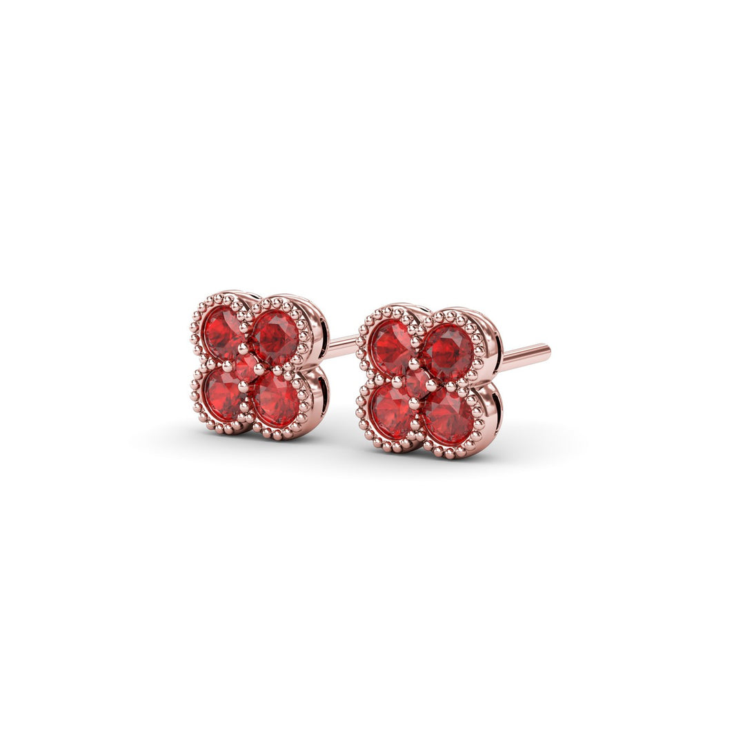 Magnolia Milgrain Ruby Earrings