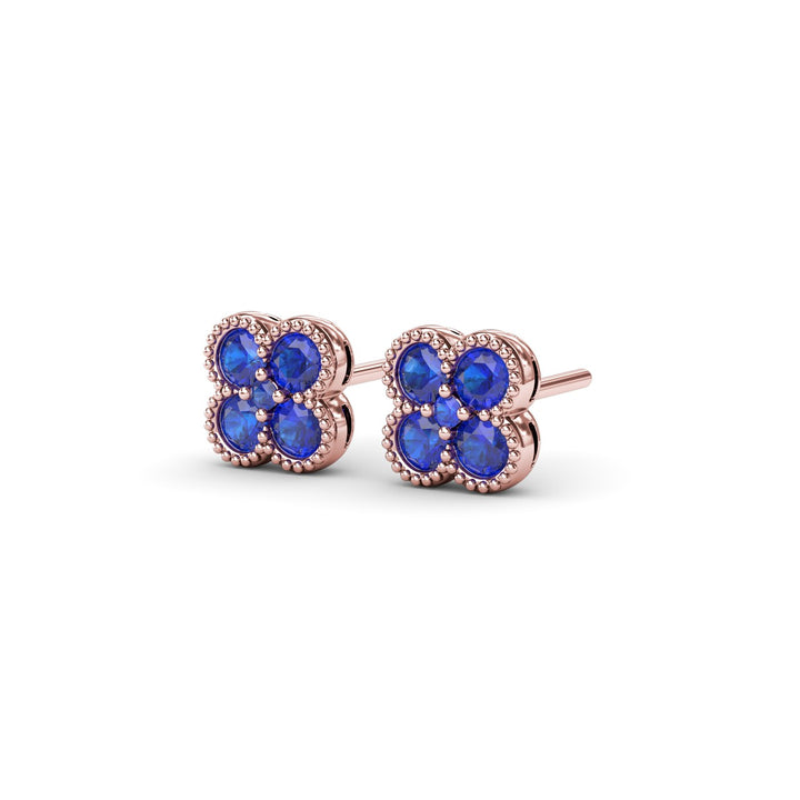 Magnolia Milgrain Sapphire Earrings