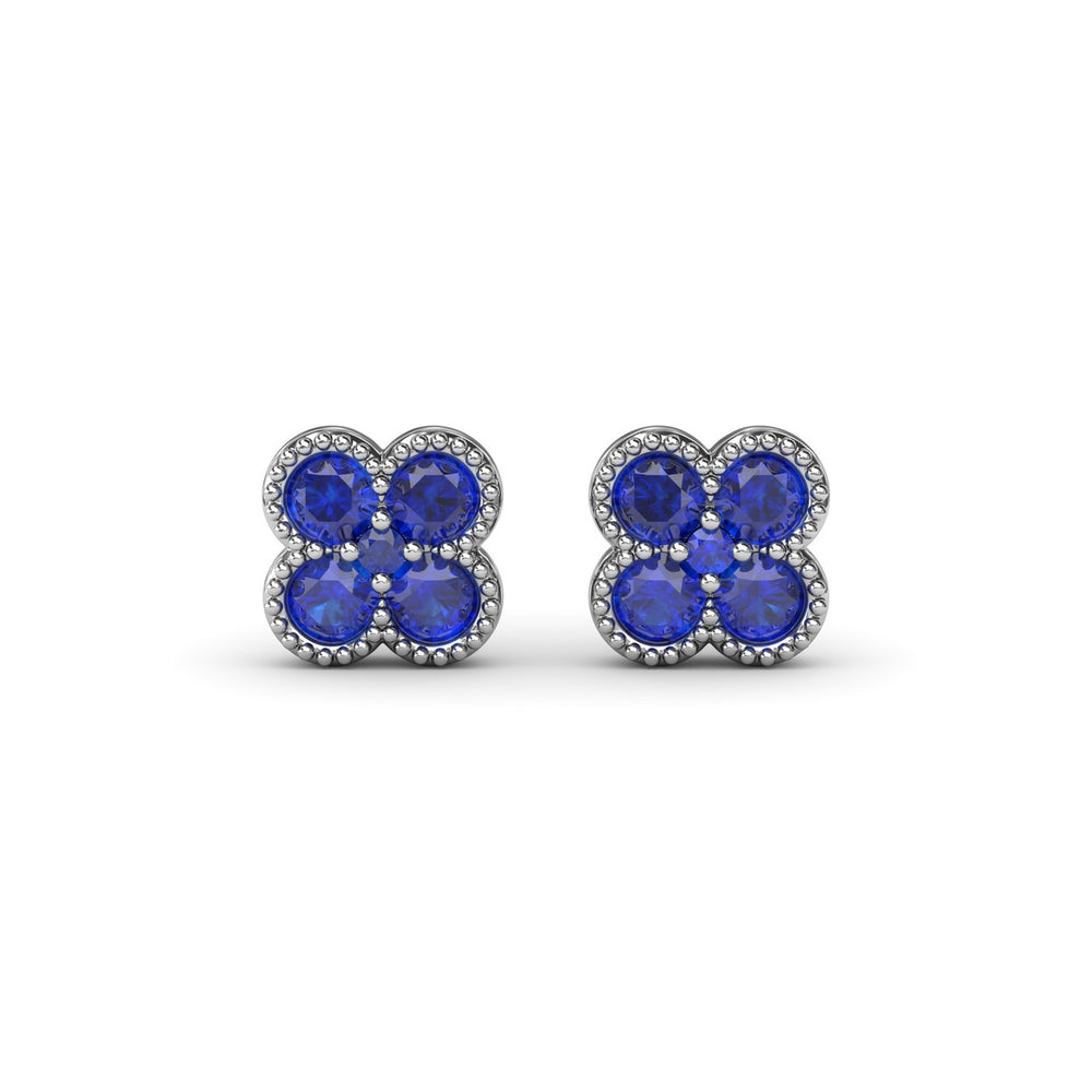 Magnolia Milgrain Sapphire Earrings