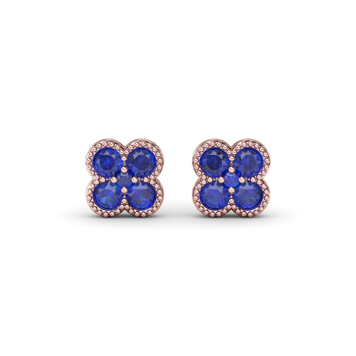 Magnolia Milgrain Sapphire Earrings
