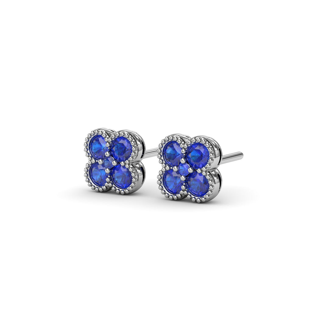 Magnolia Milgrain Sapphire Earrings