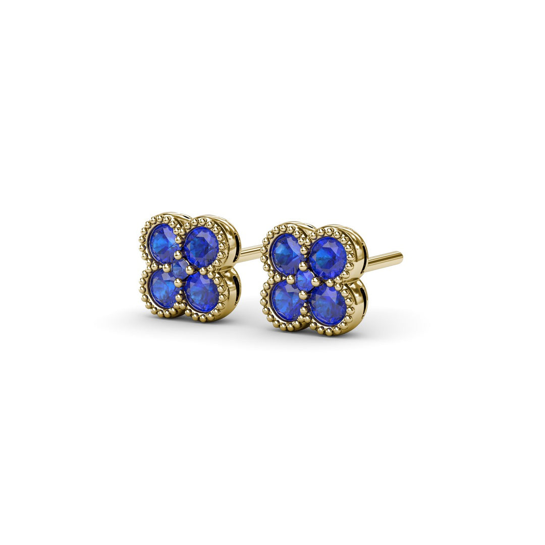 Magnolia Milgrain Sapphire Earrings