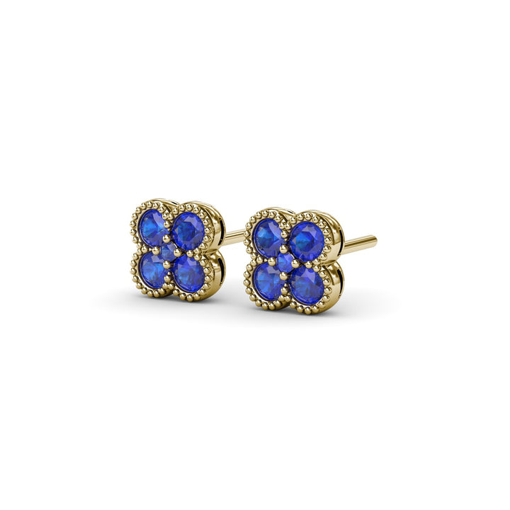 Magnolia Milgrain Sapphire Earrings