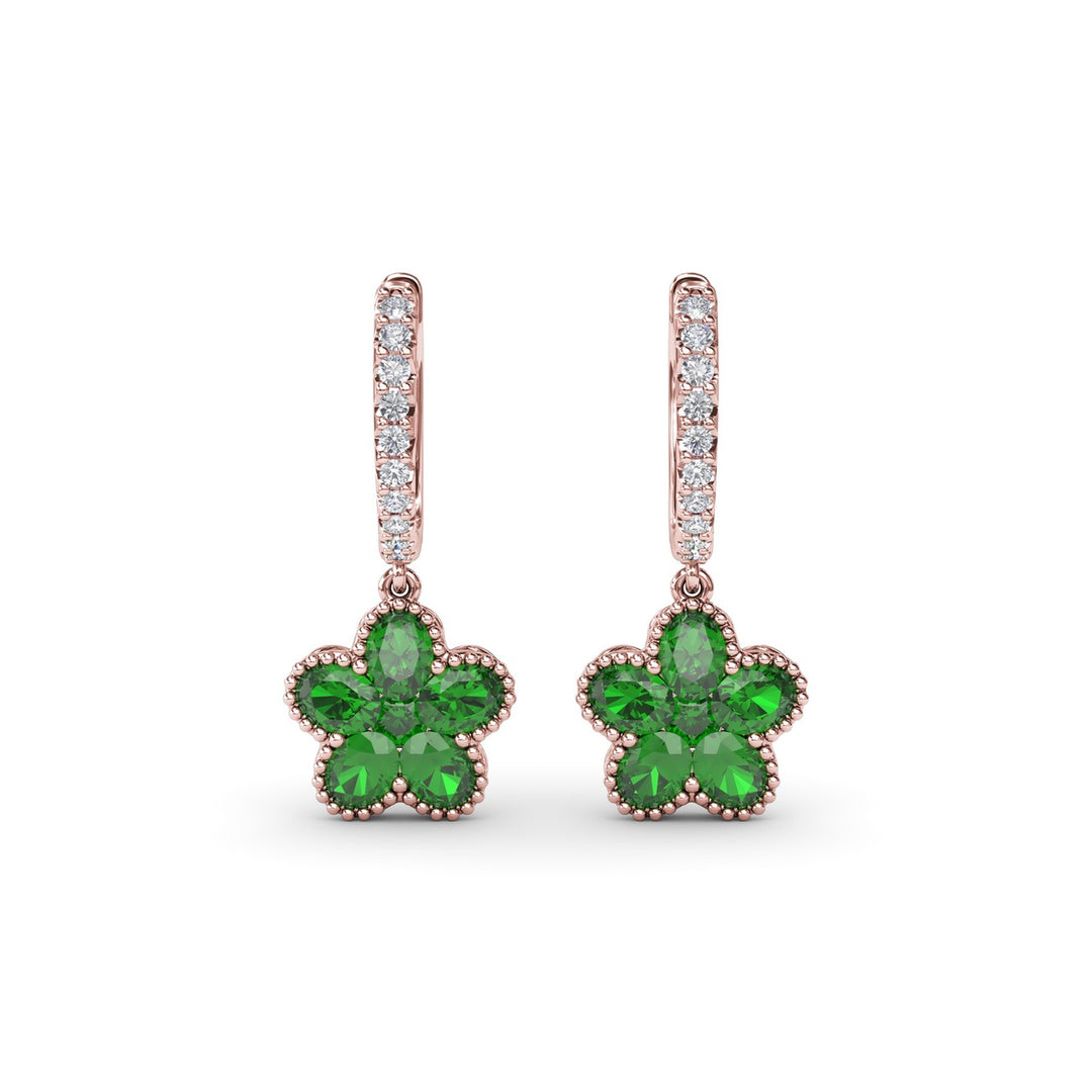 Magnolia Emerald Huggie Hoops