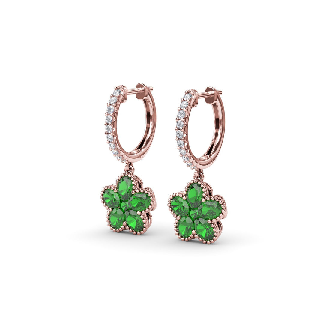 Magnolia Emerald Huggie Hoops