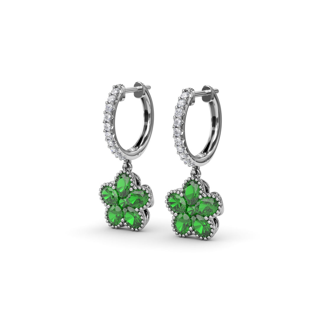 Magnolia Emerald Huggie Hoops