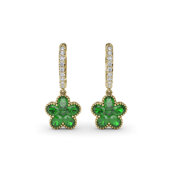 Magnolia Emerald Huggie Hoops